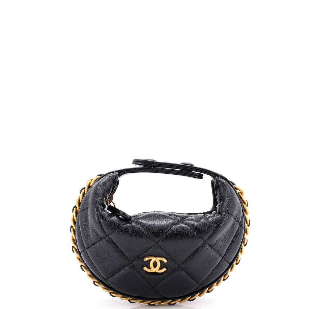 Chanel Extra Mini Chain Around Hobo Pouch Quilted Lambskin